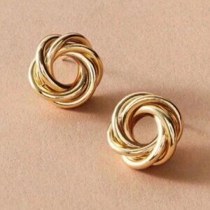 New! Anthropologie 14K Gold Plated Twist Post Earrings NWOT
